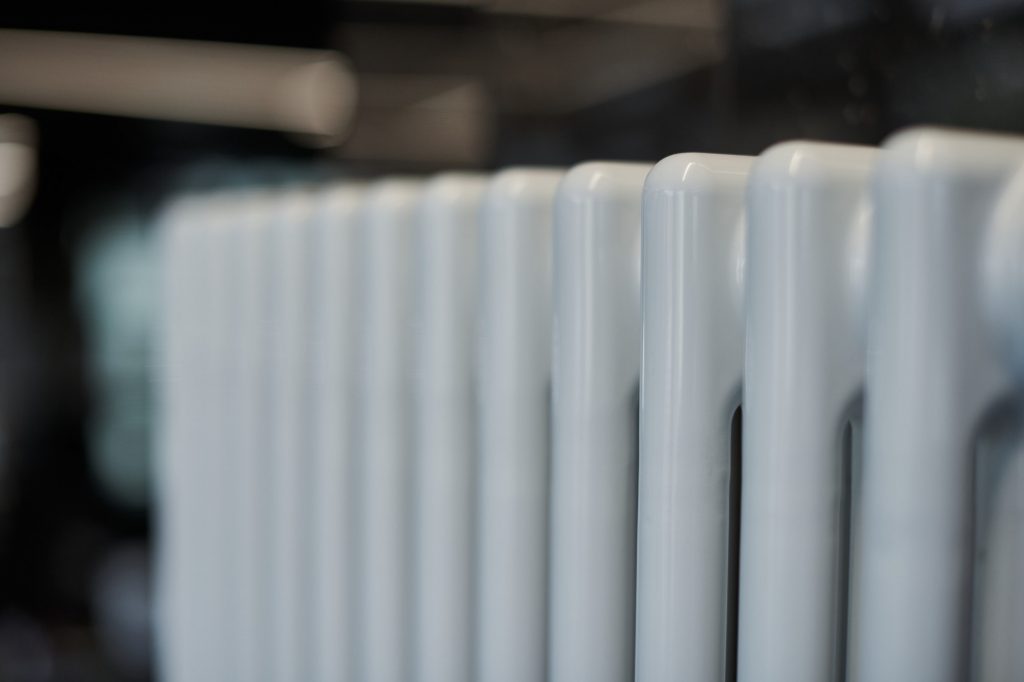 Heating radiator in office, close up