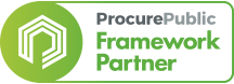 Logo of ProcurePublic Framework Partner with a green hexagon and the text "ProcurePublic Framework Partner" on a white background.